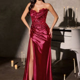 Leslie Gown – Strapless Floral Beaded Evening Dress