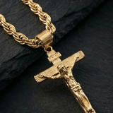 Gold Filled Crusifix Pendant On A 6mm Rope Chain