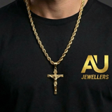 Gold Filled Crusifix Pendant On A 6mm Rope Chain
