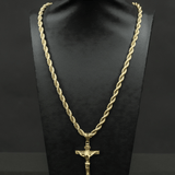Gold Filled Crusifix Pendant On A 6mm Rope Chain