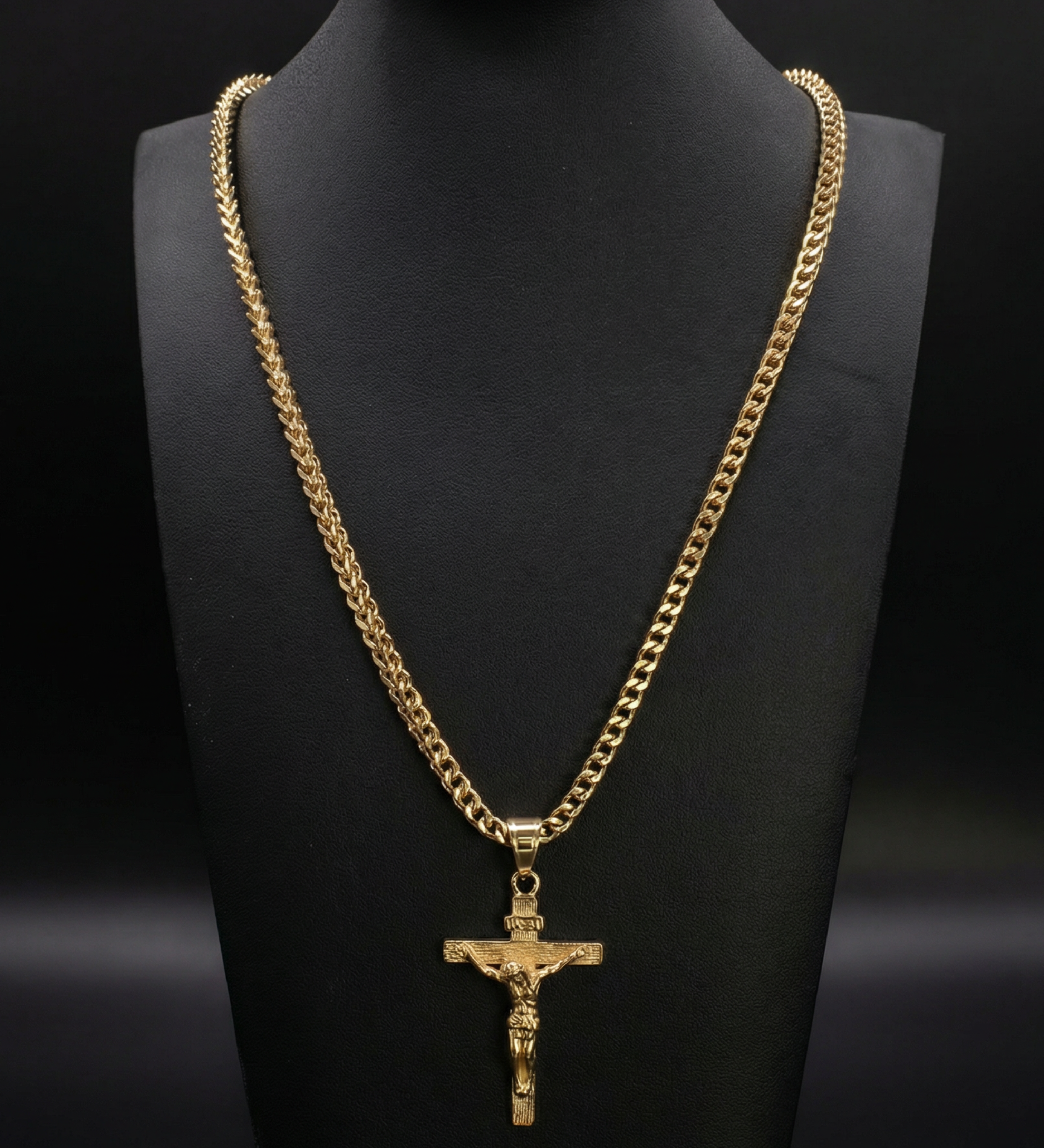 Gold Filled Crusifix Pendant On A 6mm Rope Chain