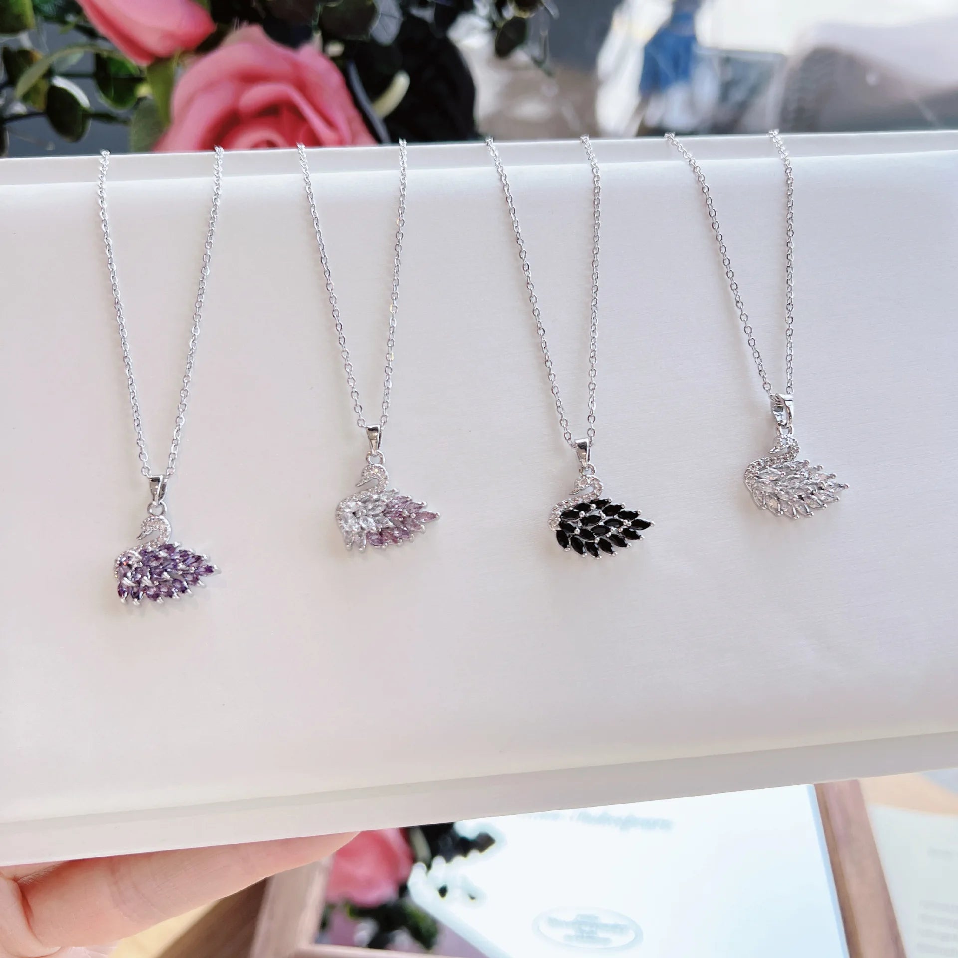 Crystal swan necklace collection