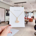 Gold crystal swan necklace, blush