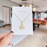 Gold crystal swan necklace, champagne