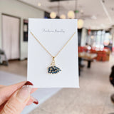 Gold crystal swan necklace, navy