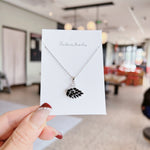 Silver crystal swan necklace, black