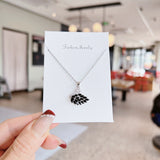 Silver crystal swan necklace, black