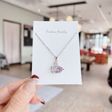 Silver crystal swan necklace, lilac