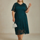 Ruffle Flutter Lace Maxi Dress