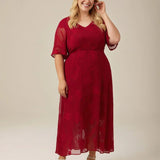 Ruffle Flutter Lace Maxi Dress