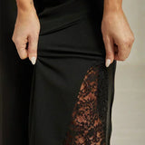 Straight Leg Pant With Chiffon Split Leg Overlay