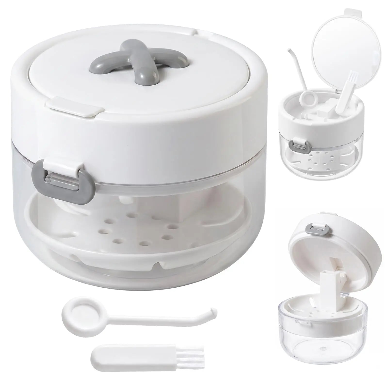 Denture and retainer cleaning case in white