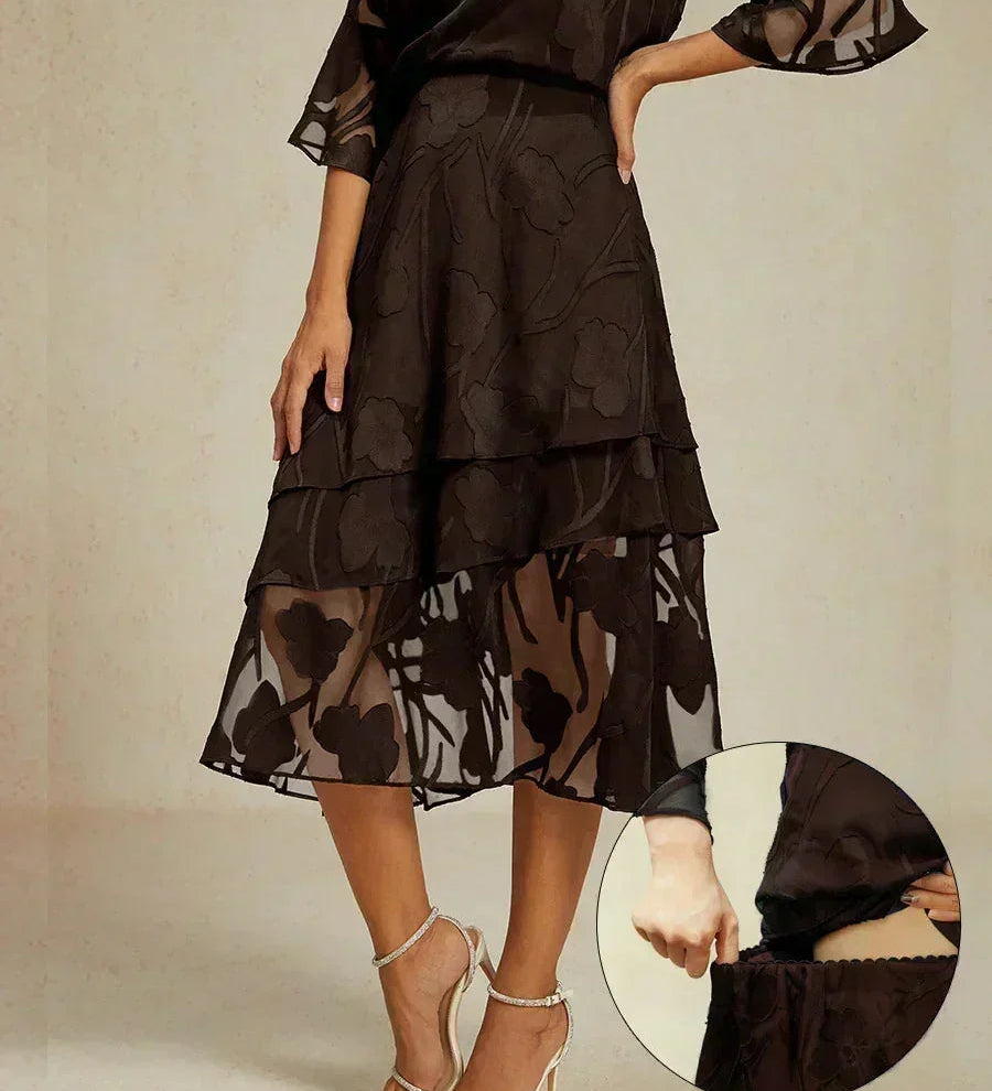 Floral Chiffon Midi Skirt