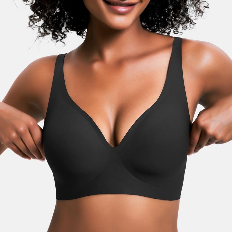 💕 Nahtloser, kabelloser Push-up-BH für Damen – Tiefes V