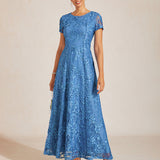 Rosette Lace A-Line Gown with Sequin Embellishment