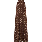Dark Brown Foil Halter Midaxi Dress