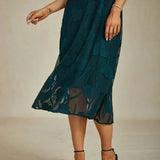Ruffle Flutter Lace Maxi Dress