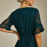 Ruffle Flutter Lace Maxi Dress