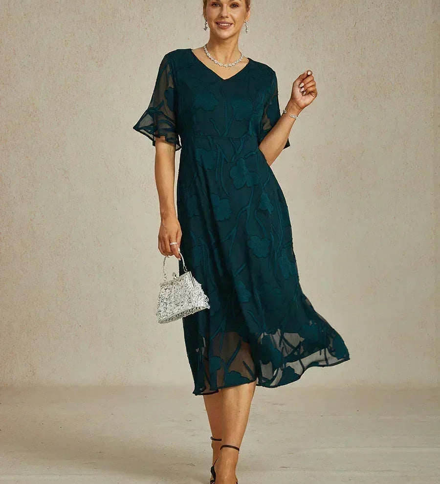 Ruffle Flutter Lace Maxi Dress