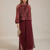 Straight Leg Pant With Chiffon Split Leg Overlay
