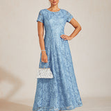 Rosette Lace A-Line Gown with Sequin Embellishment
