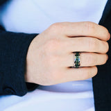 Green Moss Agate Wedding Band in Tungsten Carbide (8mm)