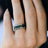 Green Moss Agate Wedding Band in Tungsten Carbide (8mm)