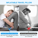 Inflatable travel pillow used on a plane