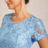 Rosette Lace A-Line Gown with Sequin Embellishment