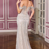 Astoria Gown - Off The Shoulder Crystal Fringe Dress