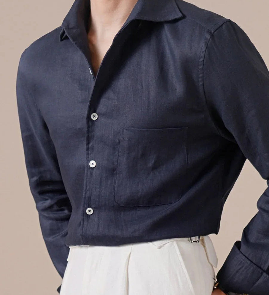 Marini Pure Linen Italian Collar Shirt