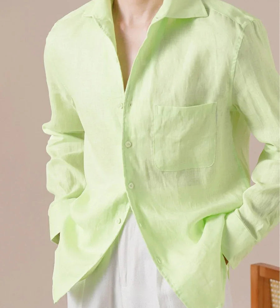 Marini Pure Linen Italian Collar Shirt