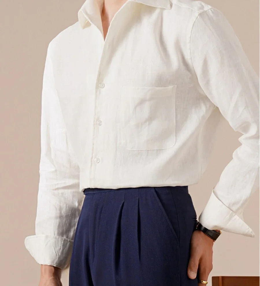 Marini Pure Linen Italian Collar Shirt