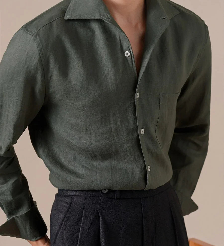 Marini Pure Linen Italian Collar Shirt