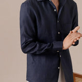 Marini Pure Linen Italian Collar Shirt