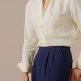 Marini Pure Linen Italian Collar Shirt