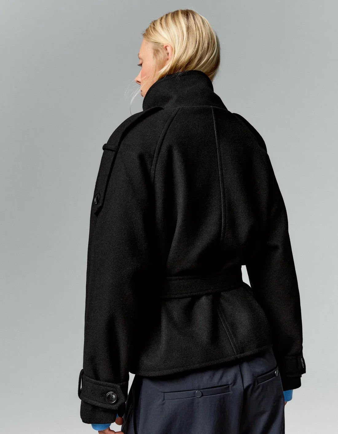 Back of the black Mazarine coat