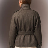 Back of the brown Mazarine coat with belt