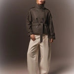 Mazarine belted short coat in brown