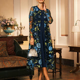 Mesh Lace Embroidered Floral Dress Set