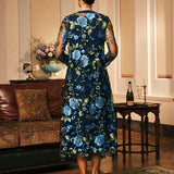Mesh Lace Embroidered Floral Dress Set