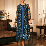 Mesh Lace Embroidered Floral Dress Set