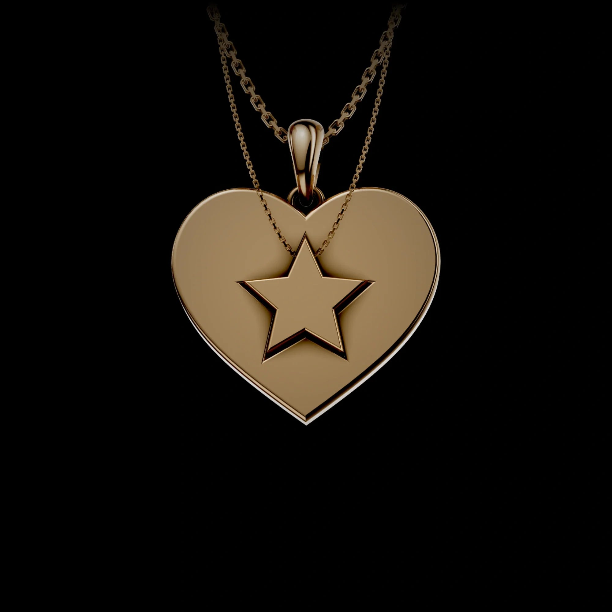 Starry Golden Heart Pendant Set