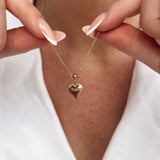 Passion Heart Charm Necklace & Amore Pave Hoops Set Gold