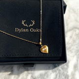 Passion Heart Charm Necklace & Amore Pave Hoops Set Gold