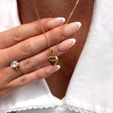 Passion Heart Charm Necklace & Amore Pave Hoops Set Gold