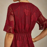 Ruffle Flutter Lace Maxi Dress