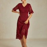 Ruffle Flutter Lace Maxi Dress
