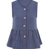 Blue Stripe Peplum Top