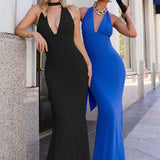 Kara Maxi - Adjustable Halter Tie ITY Dress
